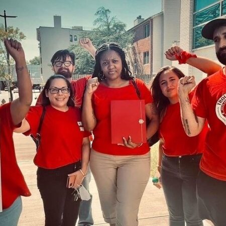 Parents Show Support For The Leaguers Workers In Rally For A Fair Contract