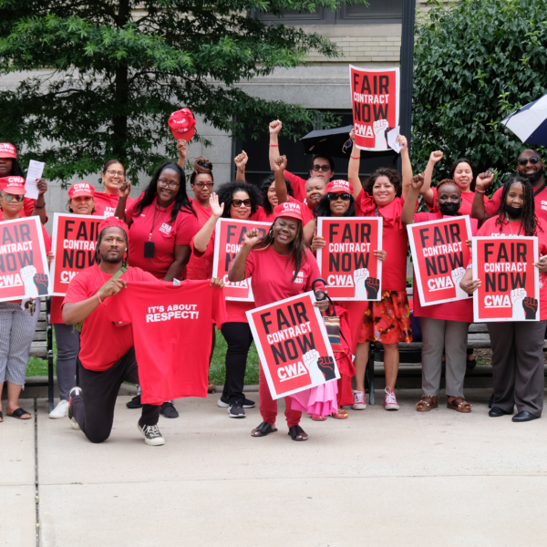 PCBSS Workers March to the Passaic County Commissioner Meeting