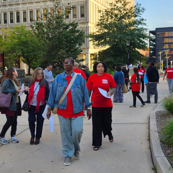PCBSS Workers March to the Passaic County Commissioner Meeting for a Fair Contract
